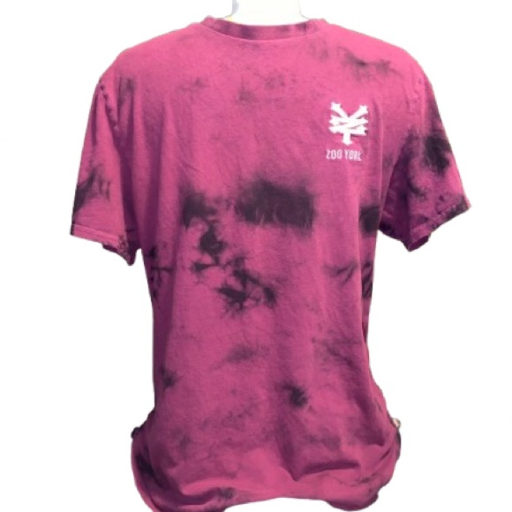 💙 Zoo York Black and Pink Tie-Dye T-Shirt Featuring Elaborate Embroidery Size M